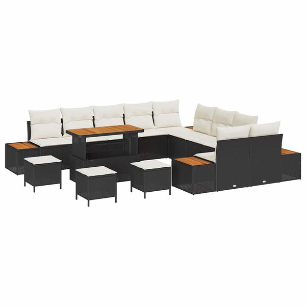 vidaXL Conjunto de Sof&aacute; de Jardim 14 pcs Preto Rattan Sint&eacute;tico