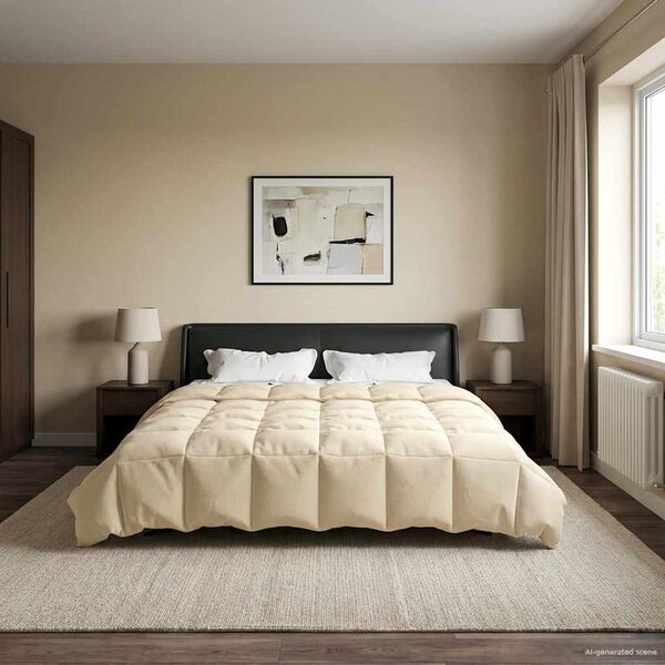 vidaXL Edredom de Ver&atilde;o Simples Creme 200 x 200 cm Microfibra