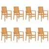 vidaXL Cadeiras de jardim empilh&aacute;veis 8 pcs 56,5x57,5x91cm teca maci&ccedil;a