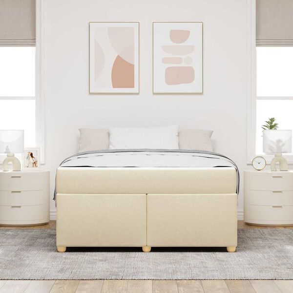 vidaXL Estrutura da Cama com colch&atilde;o Creme 160 x 200 cm tecido