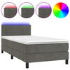 vidaXL Cama box spring c/ colch&atilde;o/LED 90x200 cm veludo cinzento-escuro