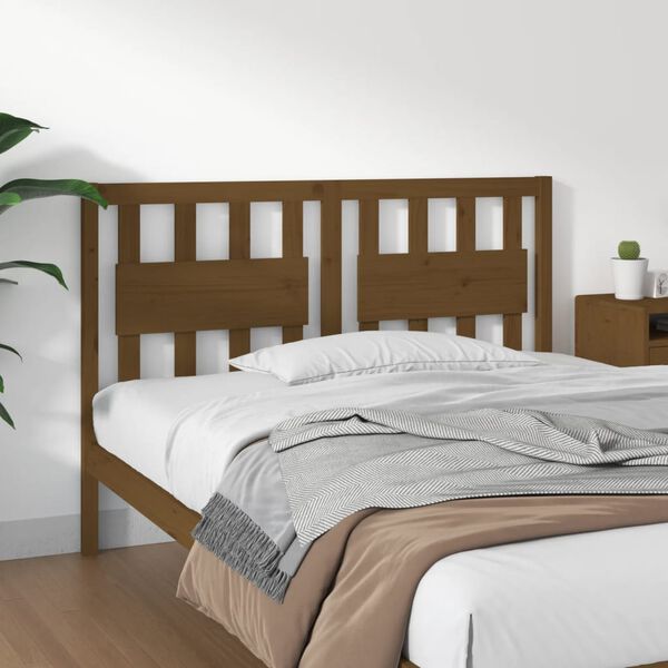 vidaXL Cabeceira de cama 145,5x4x100 cm pinho maciço castanho mel