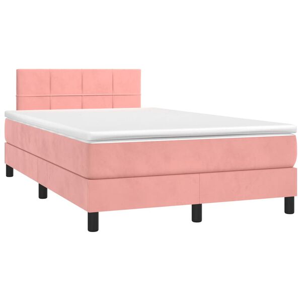 vidaXL Cama boxspring com colch&atilde;o 120x190 cm veludo rosa
