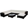 vidaXL 8 pcs conjunto lounge jardim c/ almofad&otilde;es vime PE castanho