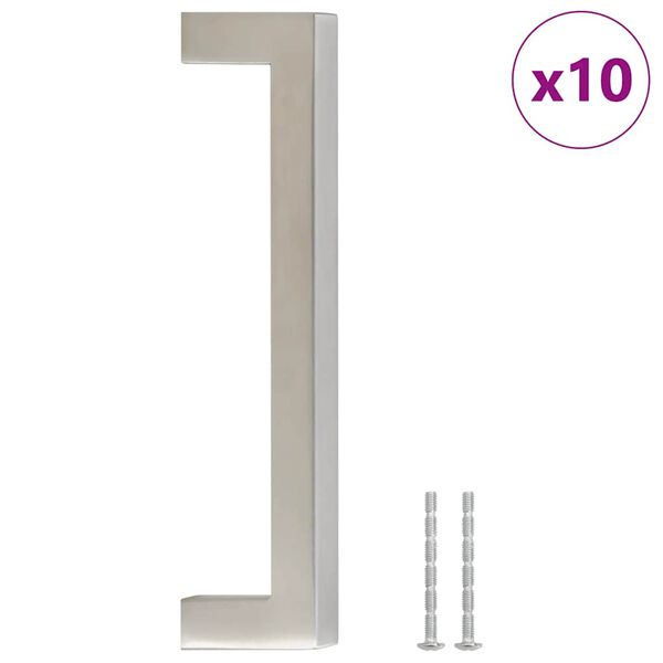vidaXL Puxadores para móveis 10 pcs 128 mm aço inoxidável prateado