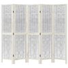 vidaXL Biombo com 5 pain&eacute;is madeira de paulownia maci&ccedil;a branco