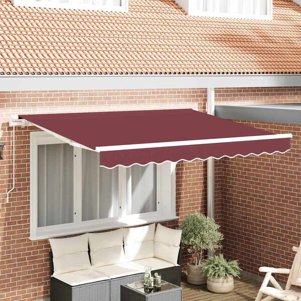 vidaXL Toldo Retr&aacute;til Manual Borgonha 300 x 200 cm tecido