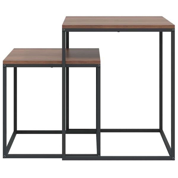 vidaXL Conjunto de mesas de centro 2 pcs derivados de madeira e metal