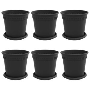 vidaXL Vasos de Plantas 6 pcs Preto &Oslash; 17 x 14 cm Pl&aacute;stico