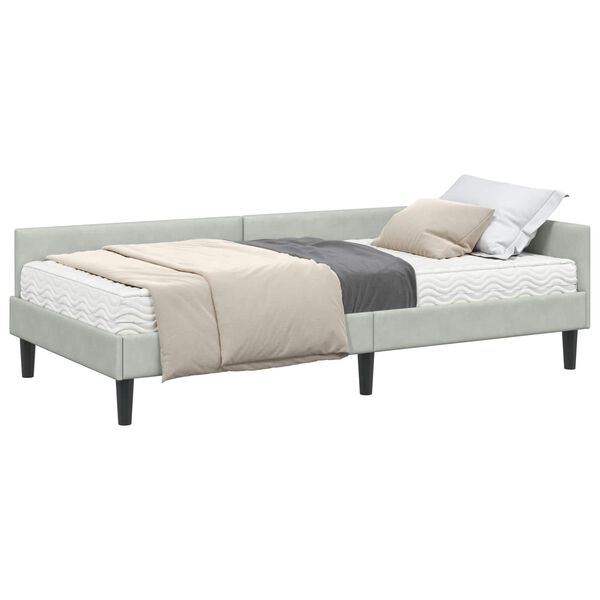 vidaXL Estrutura de Cama de Canto com Colch&atilde;o 2 pcs Cinzento-claro