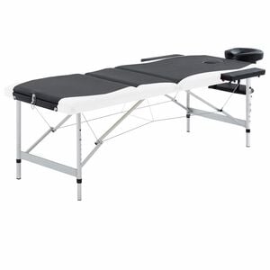 vidaXL Mesa de massagem dobr&aacute;vel 3 zonas alum&iacute;nio preto e branco