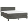 vidaXL Cama box spring c/ colch&atilde;o/LED 140x200cm veludo cinzento-escuro