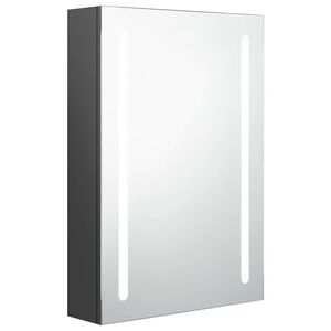 vidaXL Arm&aacute;rio espelhado p/ casa de banho LED 50x13x70 cm cinzento