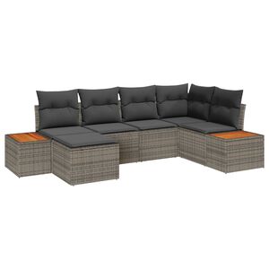vidaXL Conjunto de Sof&aacute; de Jardim 7 pcs Cinzeto Polirattan