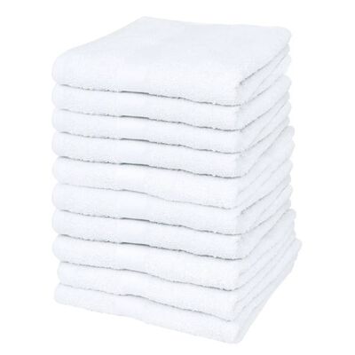 vidaXL Conjunto toalhas hóspedes 10 pcs algodão 500 g. 30x50 cm branco