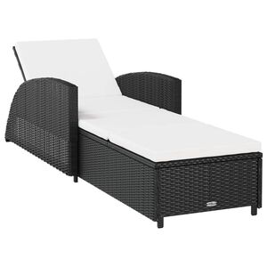 vidaXL Espregui&ccedil;adeira com almofad&atilde;o cor creme vime PE preto