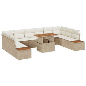 vidaXL Conjunto de Sof&aacute; de Jardim 11 pcs Bege Rattan Sint&eacute;tico