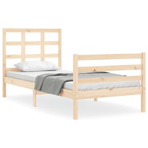 vidaXL Estrutura cama de solteiro c/ cabeceira madeira maci&ccedil;a