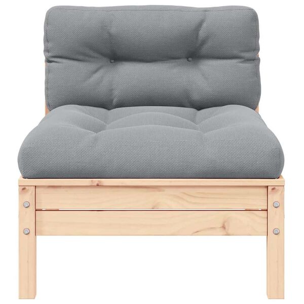 vidaXL Sofá de jardim 2 lugares com almofadões cinzentos pinho maciço