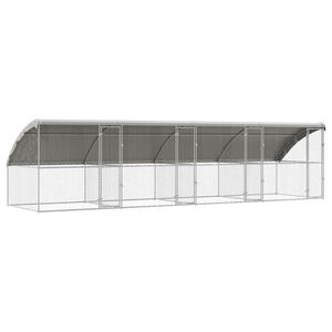 vidaXL Canil de Cachorro 4 pcs Prateado 8 x 2 x 2 m A&ccedil;o galvanizado