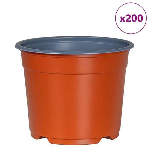 vidaXL Vaso de Flores 200 pcs Terracota &Oslash; 15 x 12.5 cm Pl&aacute;stico