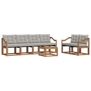 vidaXL Conjunto de Sof&aacute;s para Exterior 7 unid. Cinza Natural e Claro