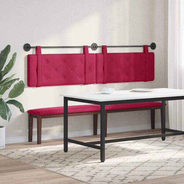 vidaXL Cabeceira Suspensa Vinho Vermelho 210 x 55 x 5 cm Veludo