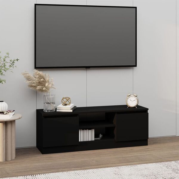 vidaXL Móvel de TV com porta 102x30x36 cm preto