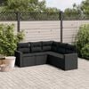vidaXL 5 pcs conjunto sof&aacute;s de jardim com almofad&otilde;es vime PE preto