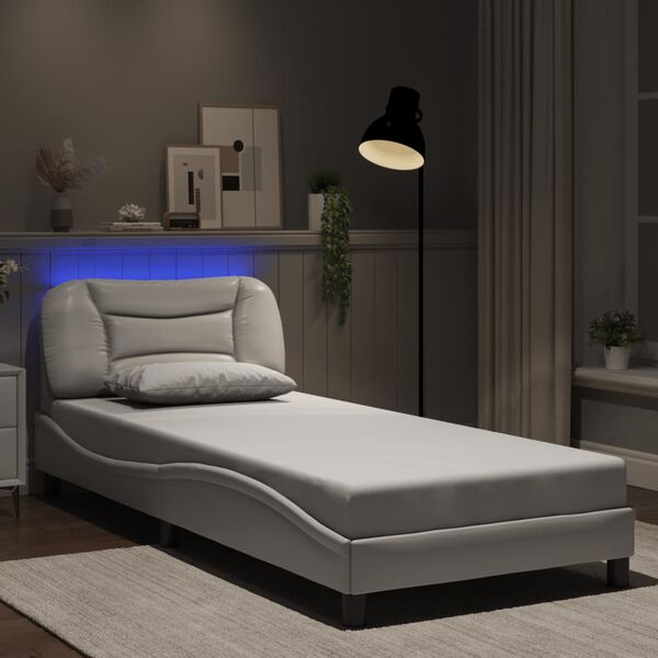vidaXL Estrutura de cama com LED sem colchão Hvar 90x200cm branco