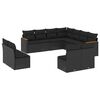 vidaXL 11 pcs conjunto sof&aacute;s de jardim c/ almofad&otilde;es vime PE preto