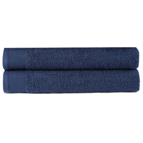 vidaXL Toalhas de mãos 2 pcs algodão 450 g 50x100 cm azul-marinho