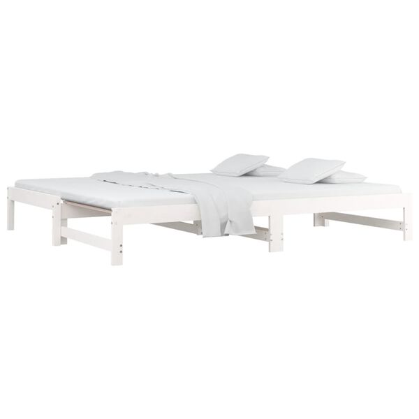 vidaXL Estrutura sof&aacute;-cama de puxar 2x(90x190) cm pinho maci&ccedil;o branco