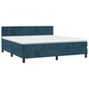vidaXL Cama box spring c/ colch&atilde;o/LED 160x200 cm veludo azul-escuro