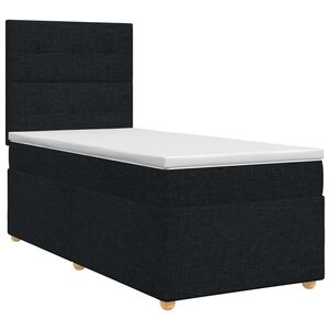 vidaXL Cama box spring com colch&atilde;o Preto 90 x 200 cm Tecido