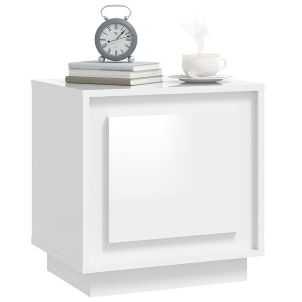 vidaXL Mesa de cabeceira 44x35x45cm derivados madeira branco brilhante