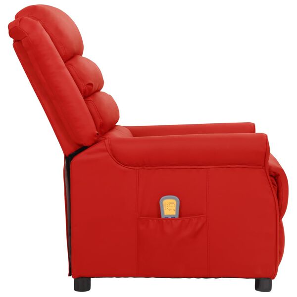 vidaXL Cadeira de massagens couro artificial vermelho tinto
