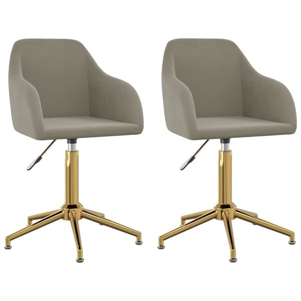 vidaXL Cadeiras de jantar girat&oacute;rias 2 pcs veludo cinzento-claro