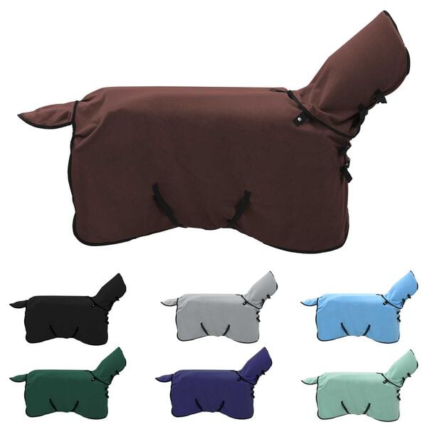 vidaXL Cobertor de Cavalo Marrom Escuro Completo Poli&eacute;ster