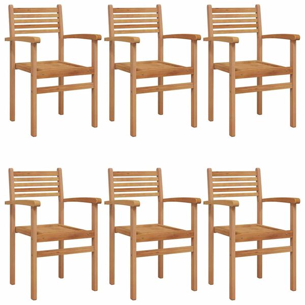 vidaXL Cadeira 6 pcs Castanho 56 x 55 x 90.5 cm Madeira de Teca S&oacute;lida
