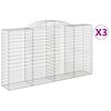 vidaXL Cestos gabi&atilde;o arqueados 3pcs 300x50x160/180cm ferro galvanizado