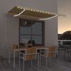 vidaXL Toldo autom. LED e sensor de vento 400x300 cm amarelo/branco