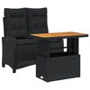 vidaXL 2 pcs conjunto de jantar p/ jardim c/ almofad&otilde;es vime PE preto