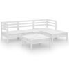 vidaXL 5 pcs conjunto lounge de jardim pinho maci&ccedil;o branco