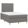 vidaXL Cama box spring c/ colch&atilde;o e LED 120x200 cm tecido cinza-escuro
