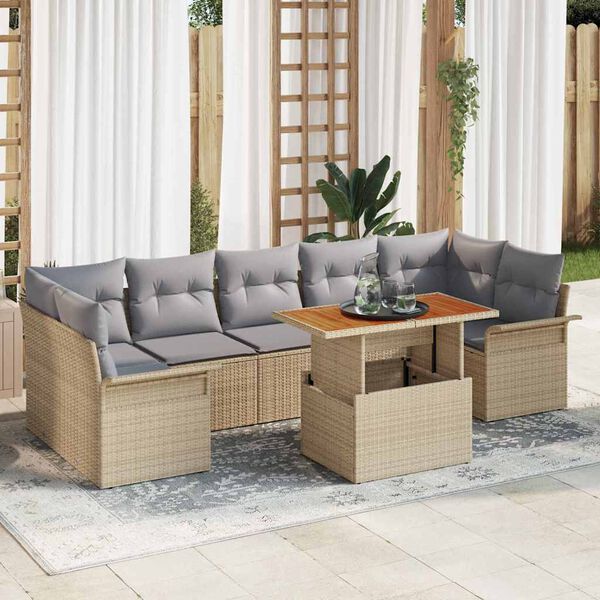 vidaXL Conjunto de Sofá de Jardim 8 pcs bege e cinzento claro