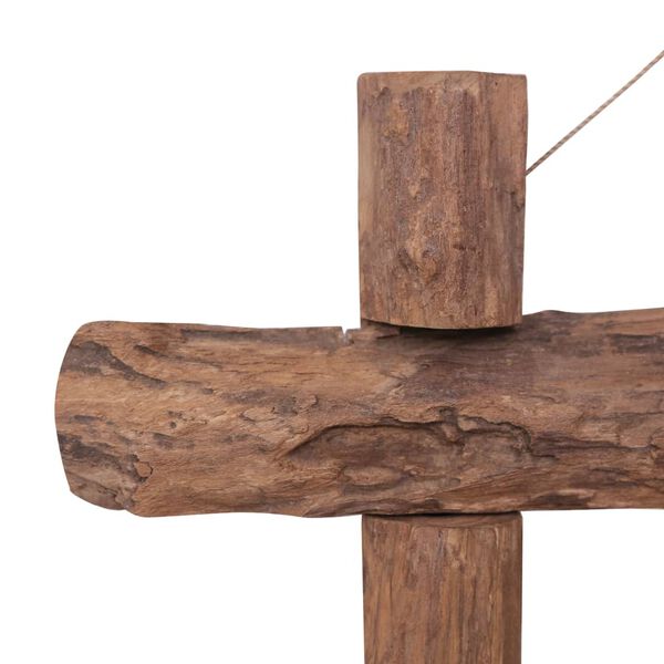 vidaXL Espelho de troncos 70x70 cm madeira de teca reciclada natural