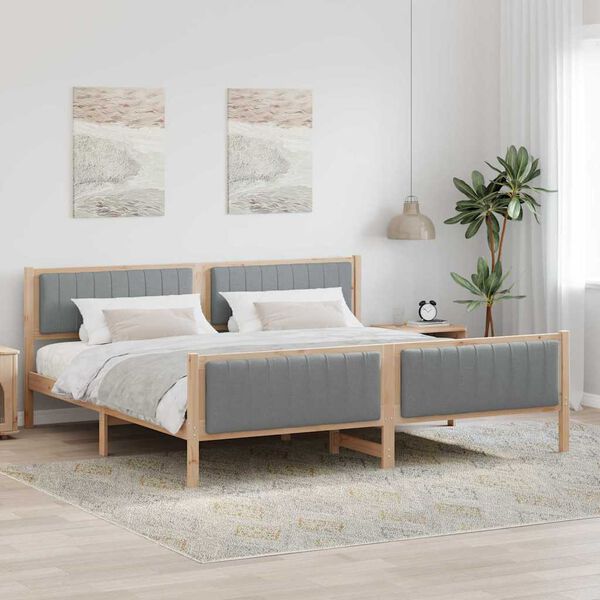 vidaXL Estrutura da cama Marrom e cinza claro 200 x 200 cm