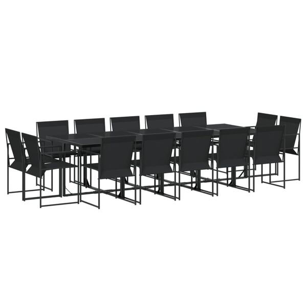 vidaXL 15 pcs conjunto de jantar para jardim textilene preto