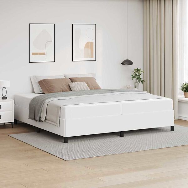 vidaXL Estrutura da Cama com colch&atilde;o Branco 200 x 200 cm tecido